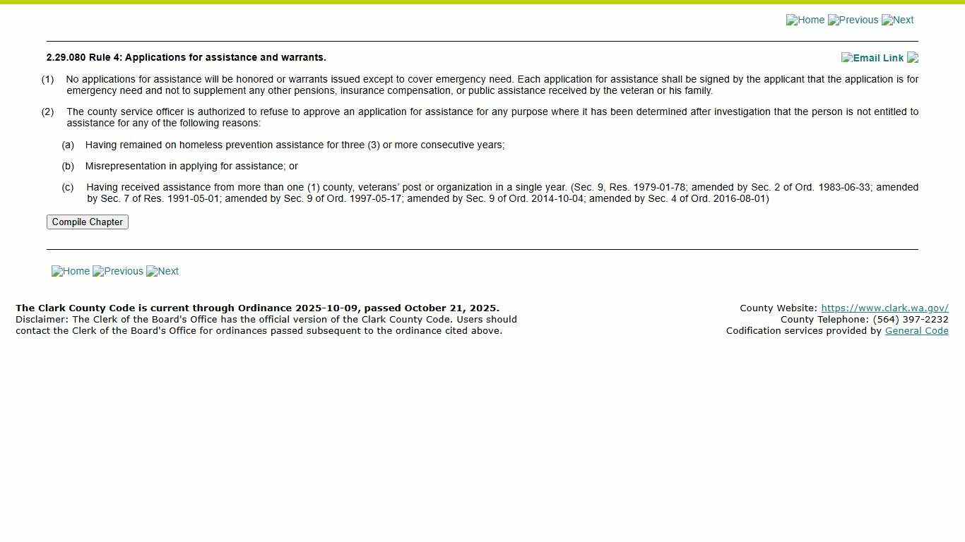 Section 2.29.080 Rule 4: Applications for assistance and warrants.